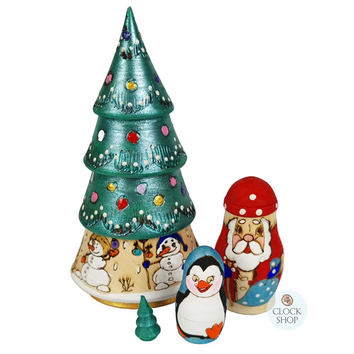 Woodburn Christmas Tree Russian Dolls- 14cm (Set Of 4)