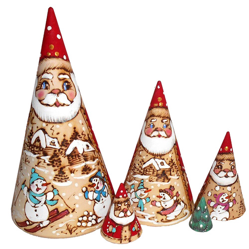 Woodburn Cone Russian Dolls- Santa 16cm (Set Of 5)