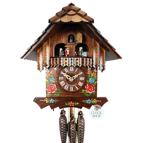 Floral 1 Day Mechanical Chalet Cuckoo Clock 30cm By SCHWER
