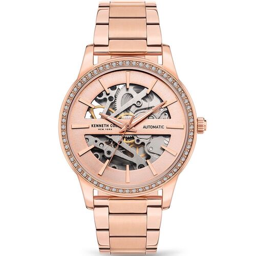 Rose Gold Stainless Steel Automatic Skeleton Wrist Watch By KENNETH COLE