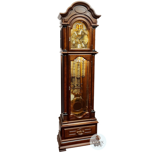 210cm Walnut Grandfather Clock With Triple Chime & Dancers By SCHNEIDER