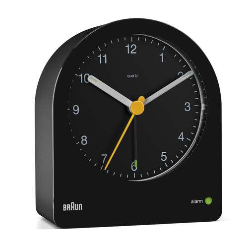 9.7cm Black Analogue Alarm Clock By BRAUN