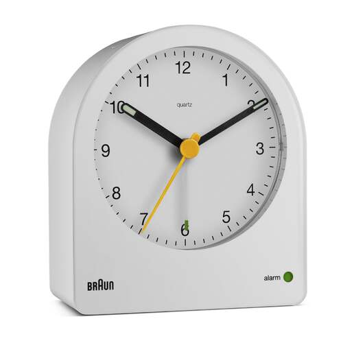 9.7cm White Analogue Alarm Clock By BRAUN