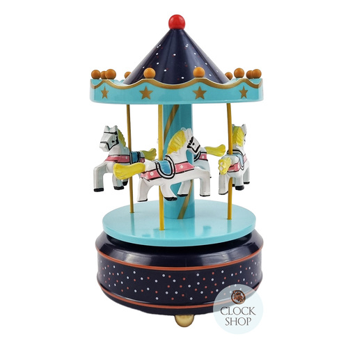 Blue Horse Carousel Music Box (Vivaldi- Spring) image