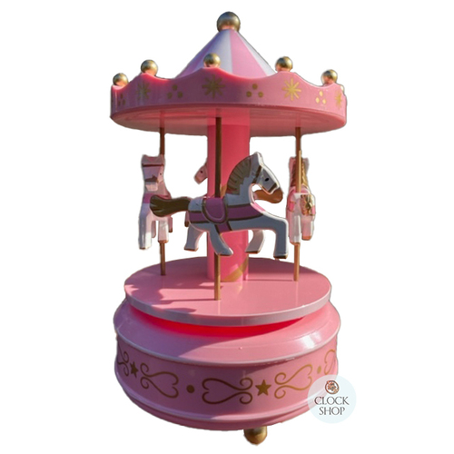 Pink Horse Carousel Music Box (Strauss- Walzer)