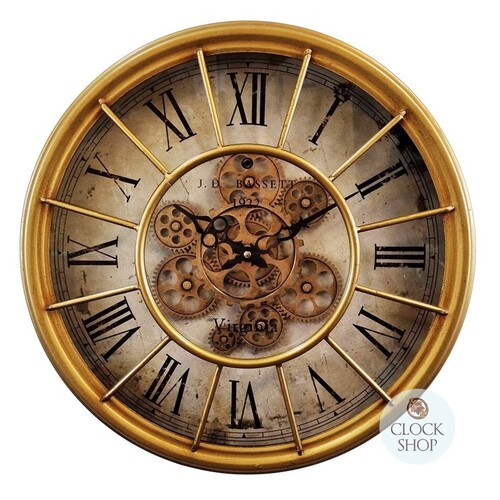 45cm Alford Gold Moving Gear Wall Clock By COUNTRYFIELD image