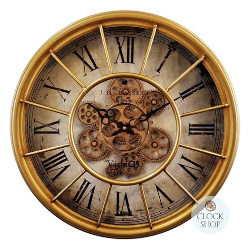 45cm Alford Gold Moving Gear Wall Clock By COUNTRYFIELD