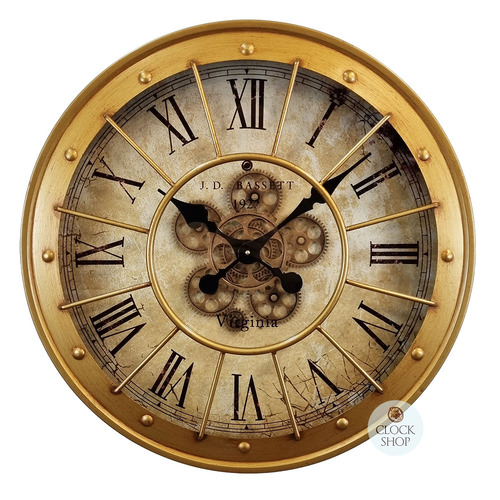 60cm Alford Gold Moving Gear Wall Clock By COUNTRYFIELD image