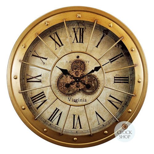80cm Alford Gold Moving Gear Wall Clock By COUNTRYFIELD