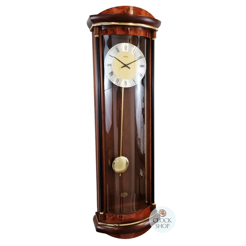82cm Walnut Battery Chiming Wall Clock With Piano Finish By AMS