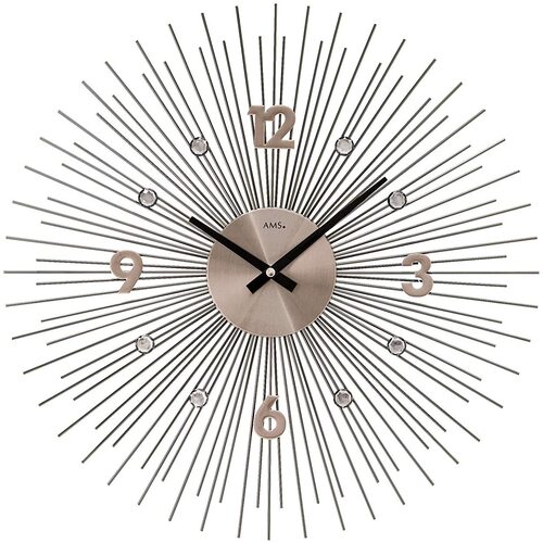 50cm Silver Sunray Jewelled Wall Clock By AMS image