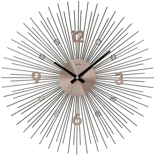 50cm Silver Sunray Jewelled Wall Clock By AMS