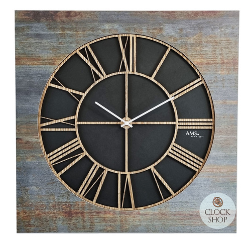 50cm Green Rustic Square Wall Clock By AMS image