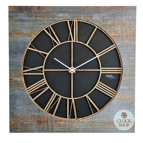 50cm Green Rustic Square Wall Clock By AMS