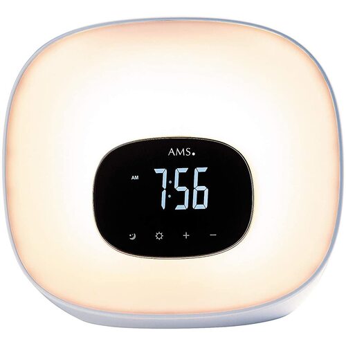20cm White Sunrise Digital Alarm Clock By AMS image