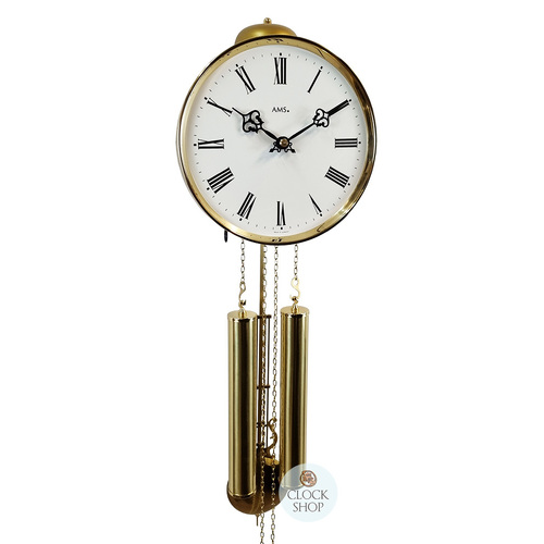 Polished Brass 8 Day Mechanical Wall Clock By AMS
