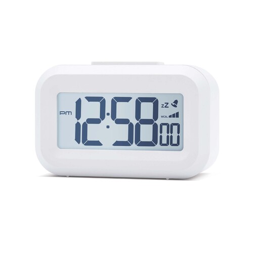 9cm Kitto White LCD Digital Alarm Clock By ACCTIM