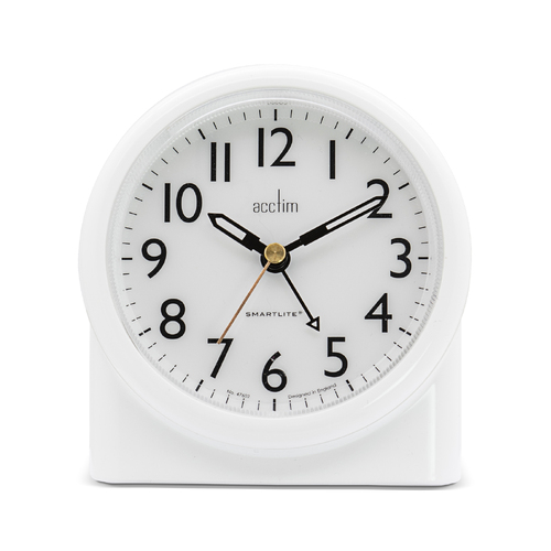 12cm Blake White Smartlite Silent Analogue Alarm Clock By ACCTIM image