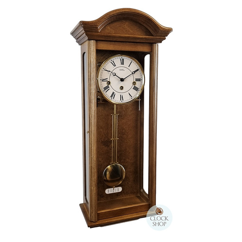 64cm Oak 8 Day Mechanical Chiming Wall Clock By AMS
