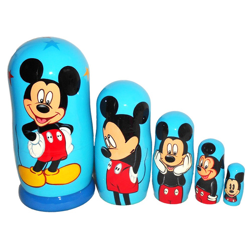 Mickey Mouse Russian Dolls- Blue 11cm (Set Of 5)