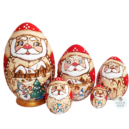 Woodburn Egg Russian Dolls- Santa 14cm (Set Of 5)