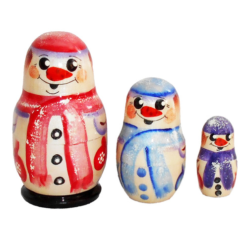 Snowman Russian Dolls- 8cm (Set Of 3)