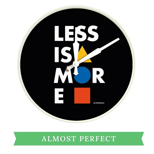 45cm Bauhaus Collection Less Is More Black Silent Wall Clock By CLOUDNOLA (Warped Dial) image
