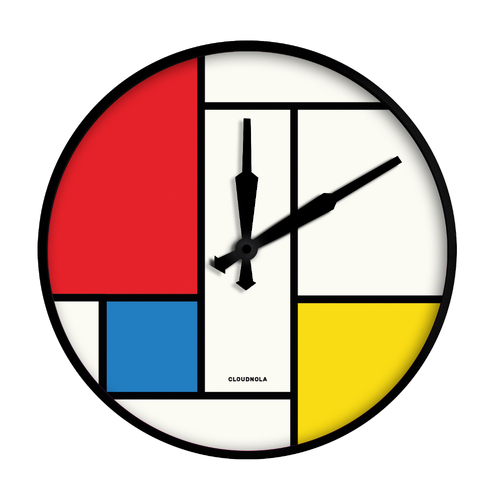 45cm Bauhaus Collection Mondrian Composition Silent Wall Clock By CLOUDNOLA