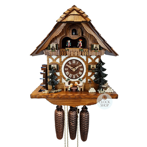 Beer Drinkers 8 Day Mechanical Chalet Cuckoo Clock With Dancers 34cm By SCHWER