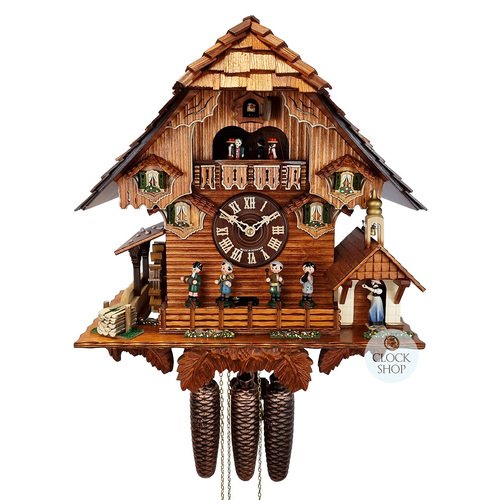 Band Players 8 Day Mechanical Chalet Cuckoo Clock With Dancers 43cm By SCHWER image