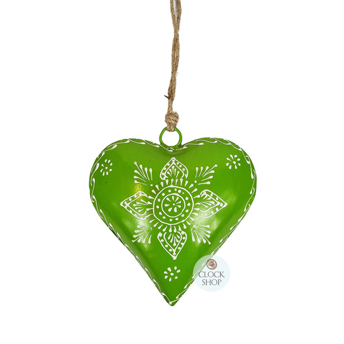 33cm Metal Heart On Rope Hanging Decoration- Green image