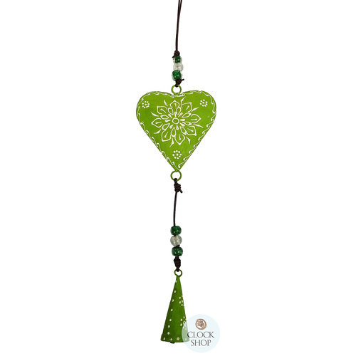 42cm Metal Heart Hanging Decoration- Green