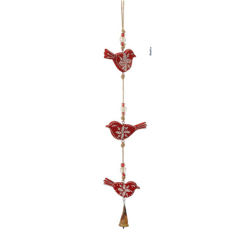 71cm Birds Hanging Decoration- Red
