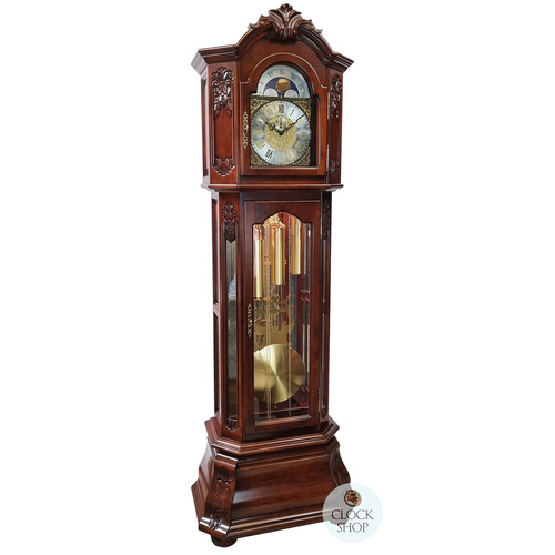 213cm Rich Walnut Grandfather Clock With Westminster Chime & Moon Dial
