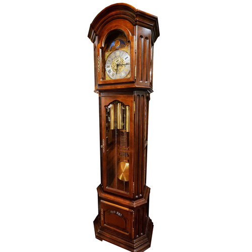 217cm Walnut Grandfather Clock With Westminster Chime & Moon Dial image