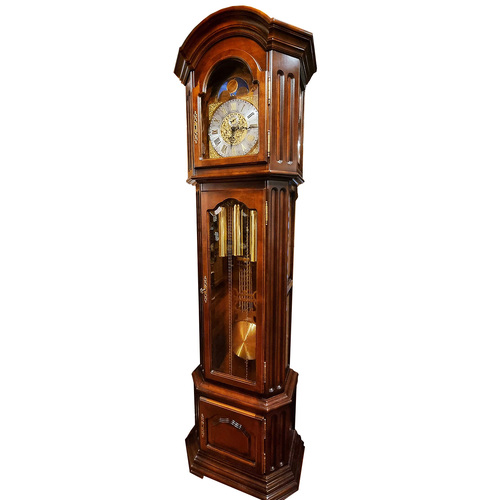 217cm Walnut Grandfather Clock With Westminster Chime & Moon Dial