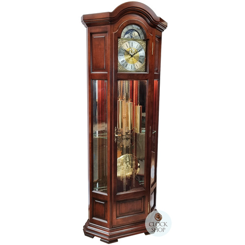 211cm Rich Walnut Grandfather Clock With Westminster Chime & Shelves