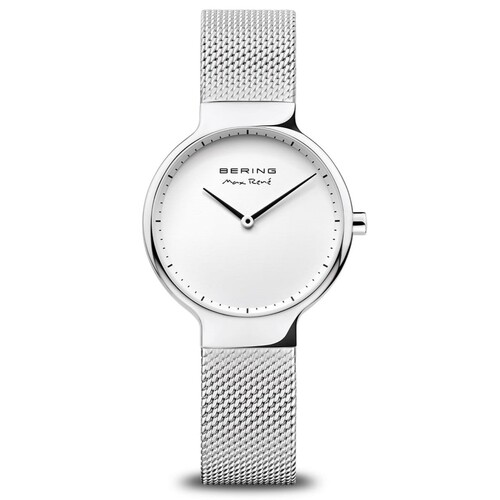31mm Max Rene Collection Womens Watch With White Dial, Silver Milanese Strap & Silver Case By BERING