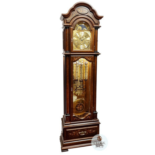 210cm Walnut Grandfather Clock With Calendar Dial By SCHNEIDER image