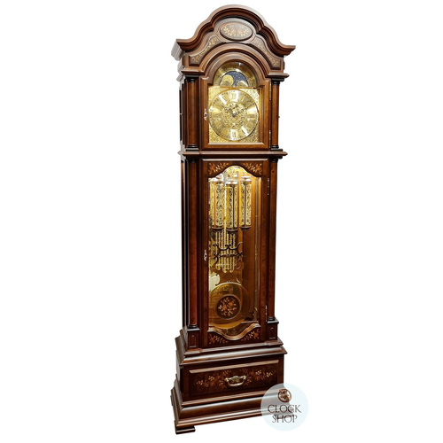210cm Walnut Grandfather Clock With Calendar Dial By SCHNEIDER