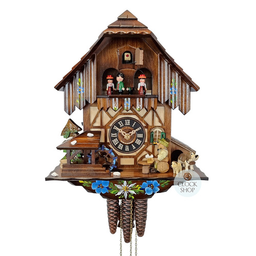 Beer Drinker & Dogs 1 Day Mechanical Chalet Cuckoo Clock 30cm By ENGSTLER image