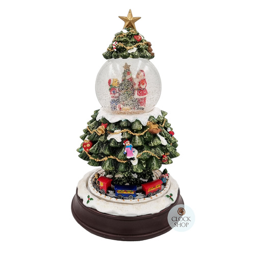 28cm Musical Snow Globe With Christmas Tree & Moving Train