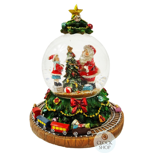 18cm Musical Snow Globe With Christmas Tree & Moving Train (Oh Christmas Tree)