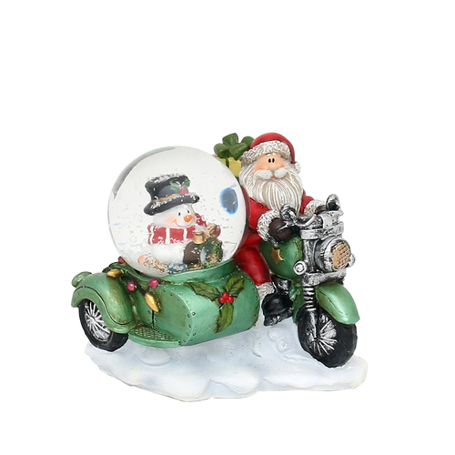 8cm Santa On Motor Bike with Side Car Snow Globe