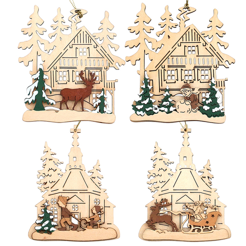 10cm Wooden 3D Hanging Decoration- Assorted Designs image