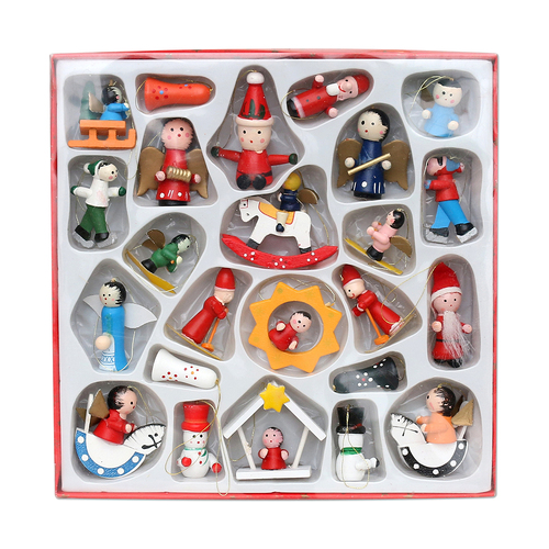 24pc Set Wooden Hanging Decoration image