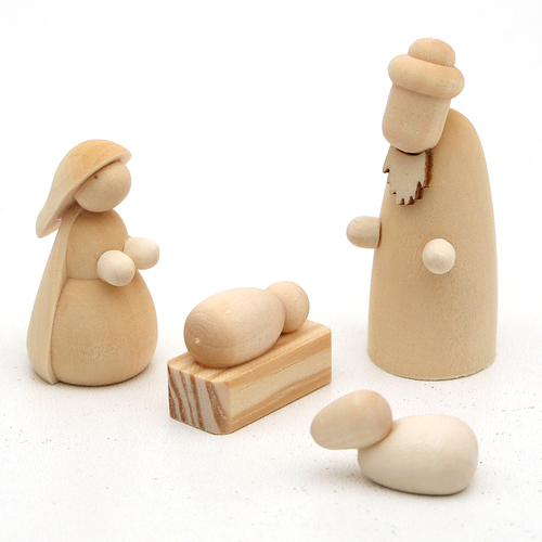 4 Piece Hand Carved Nativity Set  image
