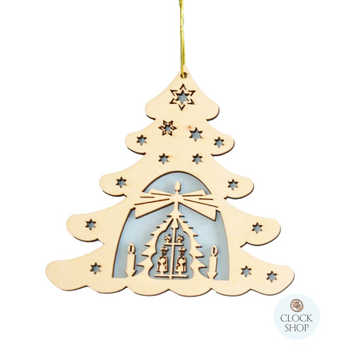12cm Wooden Tree with Christmas Pyramid Hanging Decoration