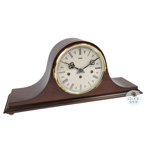 50cm Walnut Mechanical Tambour Mantel Clock With Westminster Chime By AMS image