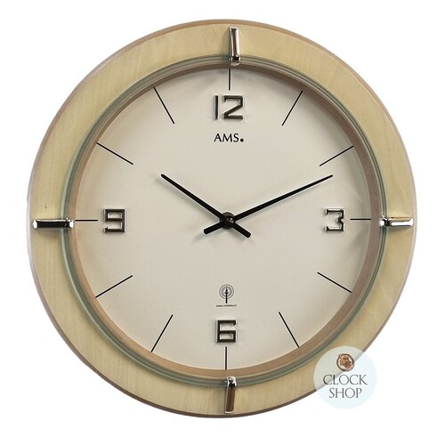 29cm Natural Round Wall Clock By AMS